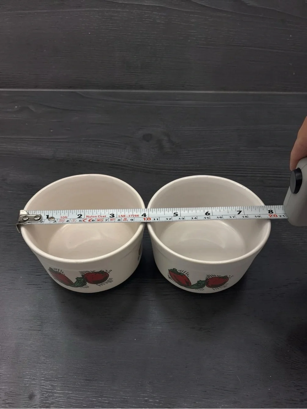 Vintage 90s Houston Foods Ceramic Ramekins Tidbit Set Of 2 Dish Dip Bowl Peppers